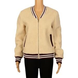 Laveer Women Faux Fur Bomber Jacket Ivory Size XS 400041
